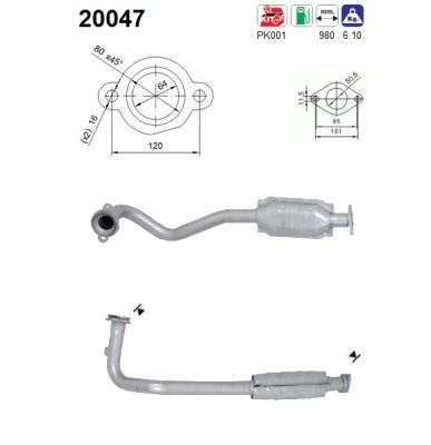 Escort V (1.6i-16V) / Escort VI (1.6i-16V/1.8i-16V) katalysator 1042946