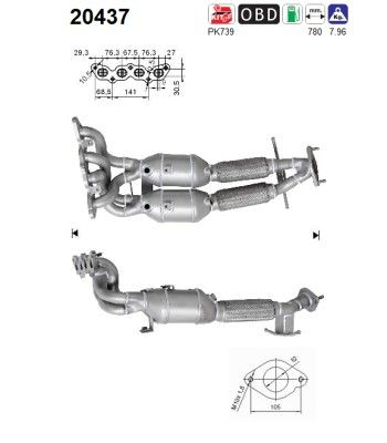 Focus / C-Max 10/03-3/07 (1.6i-16V 85kw) katalysator 1351663
