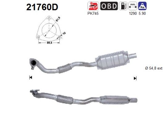 Astra H -10/05 / Zafira B -7/08 (1.9CDTi Z19DTH/DTL/DTJ) achterste katalysator 5854295