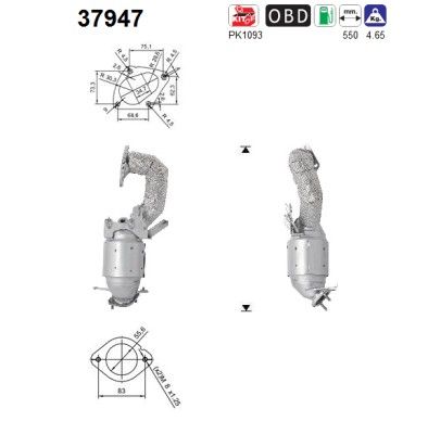 Golf / Eos / Jetta / Tiguan / Touran 5/08- (1.4TSi Turbo) katalysator 1K0254200RX