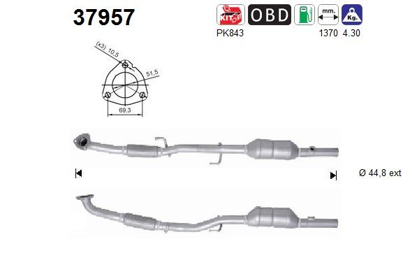 Ibiza IV / Fabia II / Polo (1.4i / 1.6i) 09/09- katalysator achterzijde 6R0254500KX