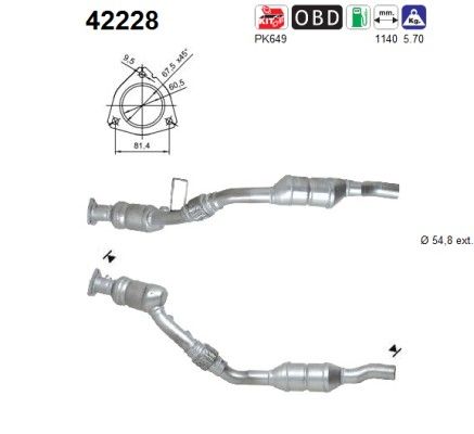 A4 -5/03 / A4 Quattro -5/03 (2.4i) linker katalysator 8E0254503X