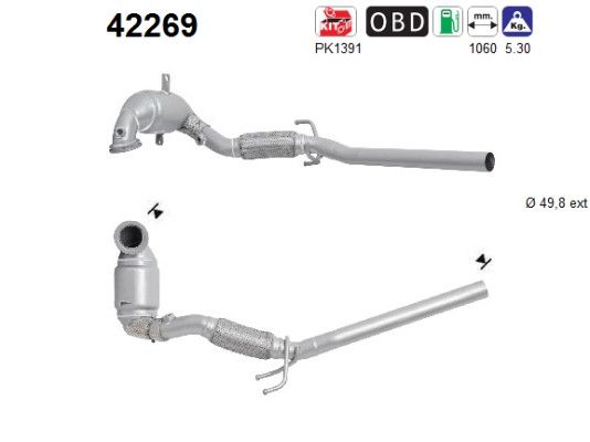 A1 / Ibiza IV / Fabia III / Polo (1.0TFSi) 11/14-10/17 katalysator (Automaat) 6C0254502AX