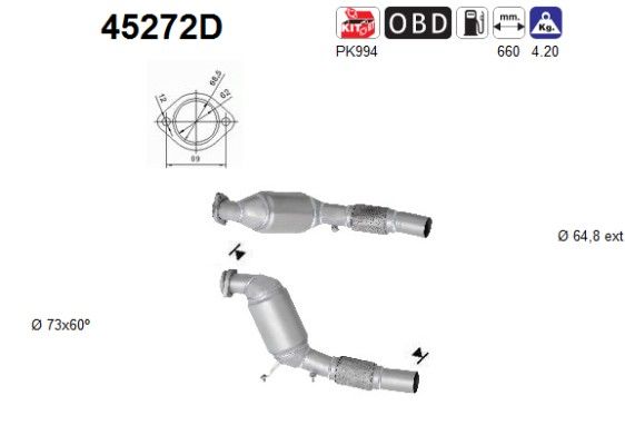 525TD / 530D katalysator (systeem zonder dpf) 18307789915