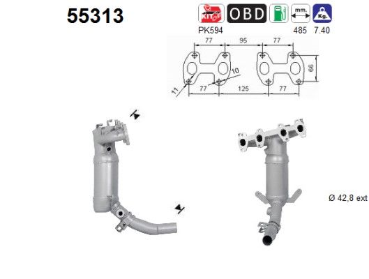 Panda II 5/05- (1.2i-8V) katalysator 55195856