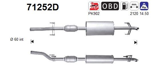 Sprinter 208/308/211/311/213/313/216/316 (2.2CDi/2.7CDi) achterste katalysator 9014901819