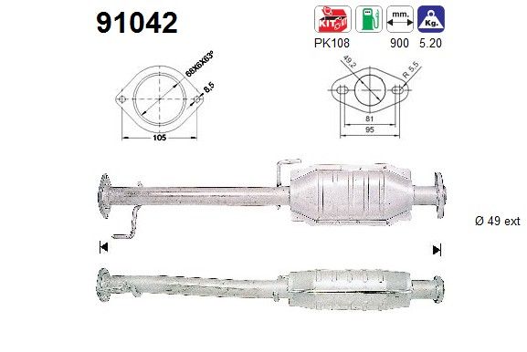 Vitara 1/95-6/99 (1.6i-8V/1.6i-16V) / X-90 -00 (1.6i-16V) katalysator 1425058B20