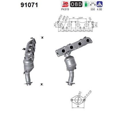 Jimny (1.3i-16V) -12/10  katalysator voorzijde 1411076J00H02