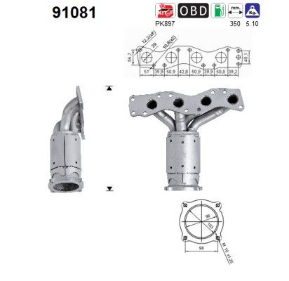 SX4 (1.5VVT / 1.6VVT) 07/09-09/14  katalysator voorzijde 71750708