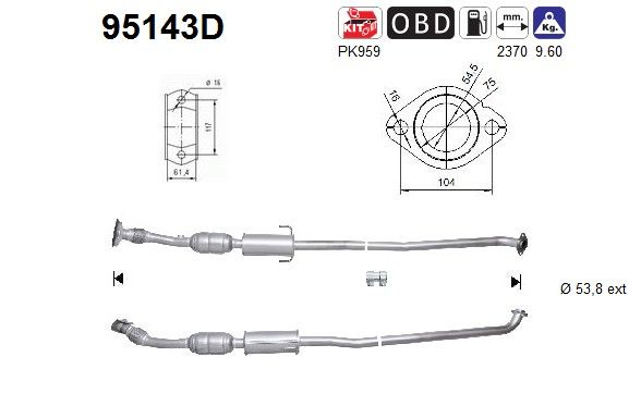 Corolla Verso -4/07 (2.2TD D4D) achterste katalysator 174100R030