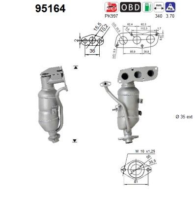 Yaris (1.0i / 1.0VVTi) 07/11- katalysator 171400Q070