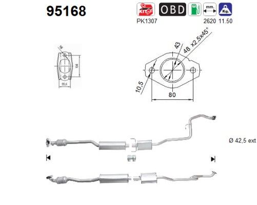Yaris (1.3i / 1.3VVTi) 07/10 Katalysator achterzijde 174100Y120