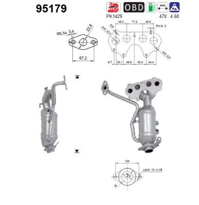 Yaris 03/17- (1.5i) Katalysator voorzijde 2505147180