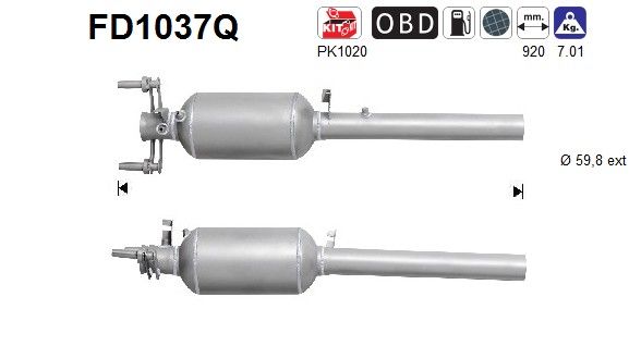 AS FD1037Q Roetfilter, uitlaatinstallatie