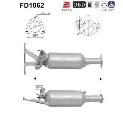 XC70 / XC90 (2.4 D5) roetfilter cordieriet 36002221