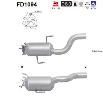 Roetfilter volkswagen touareg 3.0tdi v6 2 7P6254800AX