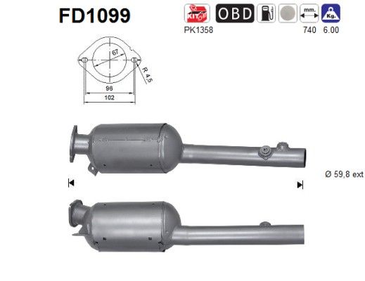 Roetfilter renault laguna 2.0td dci 200100153R
