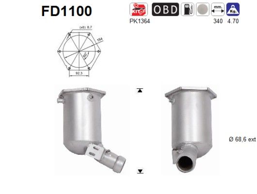 AS FD1100 Roetfilter, uitlaatinstallatie