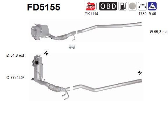 Q3 / Tiguan (2.0TDi) 06/11-  roetfilter cordieriet 5N0254700EX
